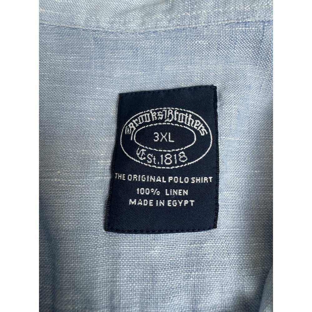 Brooks Brothers Baird McNutt Irish Linen Short Sleeve Shirt Blue 3XL Casual - Picture 15 of 15